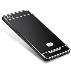 Schutzhülle Luxus Metall Rahmen und Silikon Schutzhülle Tasche M01 für Xiaomi Mi 4C Schwarz