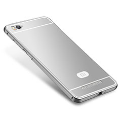 Schutzhülle Luxus Metall Rahmen und Silikon Schutzhülle Tasche M01 für Xiaomi Mi 4i Silber