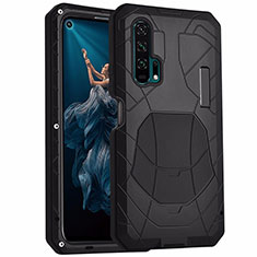 Schutzhülle Luxus Metall Rahmen und Silikon Schutzhülle Tasche T01 für Huawei Honor 20 Pro Schwarz