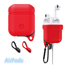 Schutzhülle Silikon Hülle Skin mit Karabiner für AirPods Ladekoffer A02 Rot