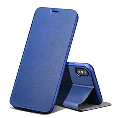 Schutzhülle Stand Tasche Leder für Apple iPhone X Blau