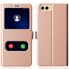 Schutzhülle Stand Tasche Leder für Huawei Honor View 10 Rosegold