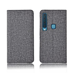 Schutzhülle Stand Tasche Stoff für Samsung Galaxy A9 (2018) A920 Grau