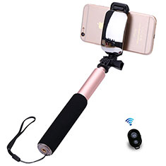 Selfie Stick Stange Bluetooth Teleskop Universal S13 für Motorola Moto G14 Rosegold