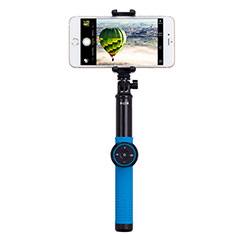 Selfie Stick Stange Stativ Bluetooth Teleskop Universal T21 für Samsung Galaxy A9 Star Lite Blau