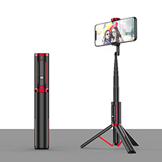 Selfie Stick Stange Stativ Bluetooth Teleskop Universal T26 für Oppo A72 5G Rot und Schwarz