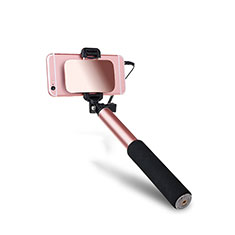 Selfie Stick Stange Verdrahtet Teleskop Universal S03 für Oppo F19 Pro Rosegold