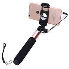 Selfie Stick Stange Verdrahtet Teleskop Universal S04 für Handy Zubehoer Kfz Ladekabel Rosegold