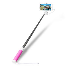 Selfie Stick Stange Verdrahtet Teleskop Universal S10 für Handy Zubehoer Kfz Ladekabel Rosa