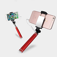 Selfie Stick Stange Verdrahtet Teleskop Universal S20 für Handy Zubehoer Kfz Ladekabel Rot