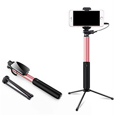 Selfie Stick Stange Verdrahtet Teleskop Universal T35 für Handy Zubehoer Kfz Ladekabel Rosa