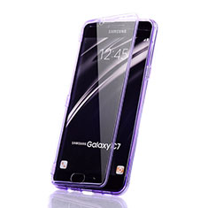 Silikon Hülle Flip Schutzhülle Durchsichtig Transparent für Samsung Galaxy C7 SM-C7000 Violett