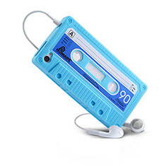 Silikon Hülle Gummi Schutzhülle Cassette für Apple iPhone 4 Hellblau