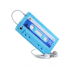 Silikon Hülle Gummi Schutzhülle Cassette für Apple iPhone 4S Hellblau