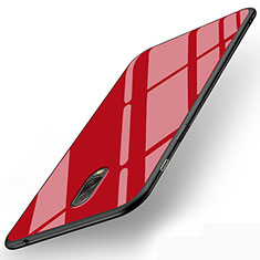 Silikon Hülle Gummi Schutzhülle Spiegel für Samsung Galaxy C8 C710F Rot