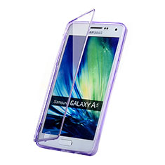 Silikon Hülle Handyhülle Flip Schutzhülle Durchsichtig Transparent für Samsung Galaxy A5 SM-500F Violett