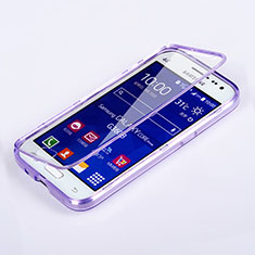 Silikon Hülle Handyhülle Flip Schutzhülle Durchsichtig Transparent für Samsung Galaxy Core Prime G360F G360GY Violett