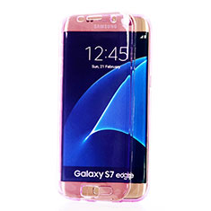 Silikon Hülle Handyhülle Flip Schutzhülle Durchsichtig Transparent für Samsung Galaxy S7 Edge G935F Violett