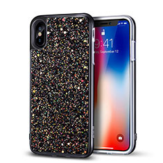 Silikon Hülle Handyhülle Gummi Schutzhülle Bling Bling für Apple iPhone X Schwarz