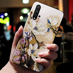 Silikon Hülle Handyhülle Gummi Schutzhülle Blumen für Huawei Honor 20S Braun