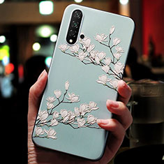 Silikon Hülle Handyhülle Gummi Schutzhülle Blumen für Huawei Honor 20S Cyan