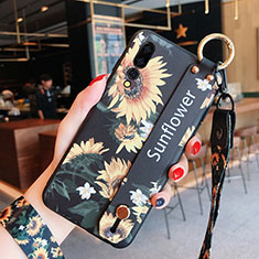 Silikon Hülle Handyhülle Gummi Schutzhülle Blumen für Huawei P20 Pro Schwarz