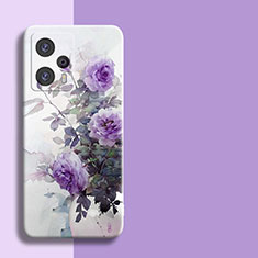 Silikon Hülle Handyhülle Gummi Schutzhülle Blumen für Xiaomi Redmi Note 12 Turbo 5G Violett