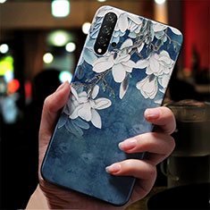 Silikon Hülle Handyhülle Gummi Schutzhülle Blumen S01 für Huawei Honor 20S Blau