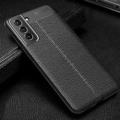 Silikon Hülle Handyhülle Gummi Schutzhülle Flexible Leder Tasche A01 für Samsung Galaxy S21 5G Schwarz