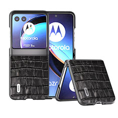 Silikon Hülle Handyhülle Gummi Schutzhülle Flexible Leder Tasche B11H für Motorola Moto Razr 40 Ultra 5G Schwarz