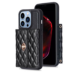 Silikon Hülle Handyhülle Gummi Schutzhülle Flexible Leder Tasche BF1 für Apple iPhone 15 Pro Max Schwarz