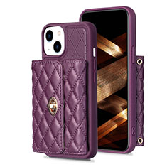 Silikon Hülle Handyhülle Gummi Schutzhülle Flexible Leder Tasche BF1 für Apple iPhone 15 Violett