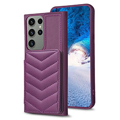 Silikon Hülle Handyhülle Gummi Schutzhülle Flexible Leder Tasche BF1 für Samsung Galaxy S23 Ultra 5G Violett