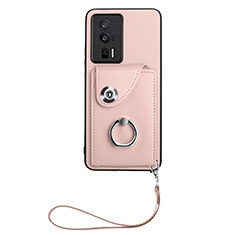 Silikon Hülle Handyhülle Gummi Schutzhülle Flexible Leder Tasche BF1 für Xiaomi Redmi K60 Pro 5G Rosegold