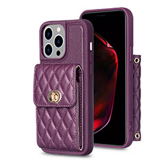 Silikon Hülle Handyhülle Gummi Schutzhülle Flexible Leder Tasche BF2 für Apple iPhone 14 Pro Violett