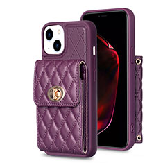 Silikon Hülle Handyhülle Gummi Schutzhülle Flexible Leder Tasche BF2 für Apple iPhone 15 Plus Violett