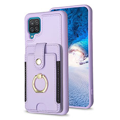 Silikon Hülle Handyhülle Gummi Schutzhülle Flexible Leder Tasche BF2 für Samsung Galaxy A12 5G Helles Lila