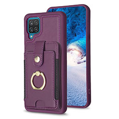 Silikon Hülle Handyhülle Gummi Schutzhülle Flexible Leder Tasche BF2 für Samsung Galaxy A12 Violett