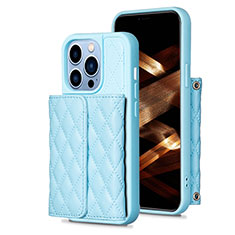 Silikon Hülle Handyhülle Gummi Schutzhülle Flexible Leder Tasche BF3 für Apple iPhone 13 Pro Blau