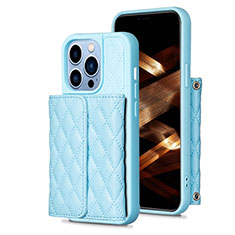 Silikon Hülle Handyhülle Gummi Schutzhülle Flexible Leder Tasche BF3 für Apple iPhone 14 Pro Max Blau