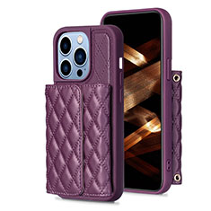 Silikon Hülle Handyhülle Gummi Schutzhülle Flexible Leder Tasche BF3 für Apple iPhone 15 Pro Max Violett