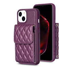 Silikon Hülle Handyhülle Gummi Schutzhülle Flexible Leder Tasche BF3 für Apple iPhone 15 Violett