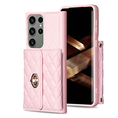 Silikon Hülle Handyhülle Gummi Schutzhülle Flexible Leder Tasche BF3 für Samsung Galaxy S24 Ultra 5G Rosegold