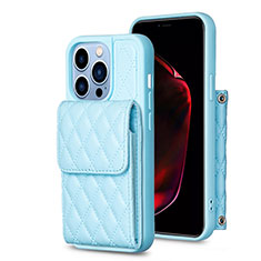 Silikon Hülle Handyhülle Gummi Schutzhülle Flexible Leder Tasche BF4 für Apple iPhone 13 Pro Blau