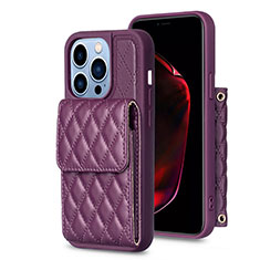 Silikon Hülle Handyhülle Gummi Schutzhülle Flexible Leder Tasche BF4 für Apple iPhone 16 Pro Max Violett