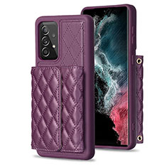 Silikon Hülle Handyhülle Gummi Schutzhülle Flexible Leder Tasche BF4 für Samsung Galaxy A52 4G Violett