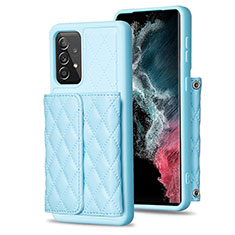 Silikon Hülle Handyhülle Gummi Schutzhülle Flexible Leder Tasche BF4 für Samsung Galaxy A52 5G Hellblau