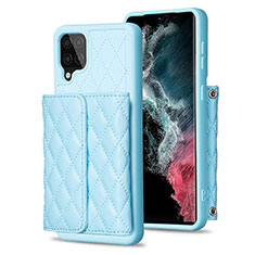Silikon Hülle Handyhülle Gummi Schutzhülle Flexible Leder Tasche BF5 für Samsung Galaxy A12 Hellblau