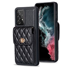 Silikon Hülle Handyhülle Gummi Schutzhülle Flexible Leder Tasche BF5 für Samsung Galaxy A52 5G Schwarz