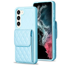 Silikon Hülle Handyhülle Gummi Schutzhülle Flexible Leder Tasche BF5 für Samsung Galaxy S22 Plus 5G Hellblau